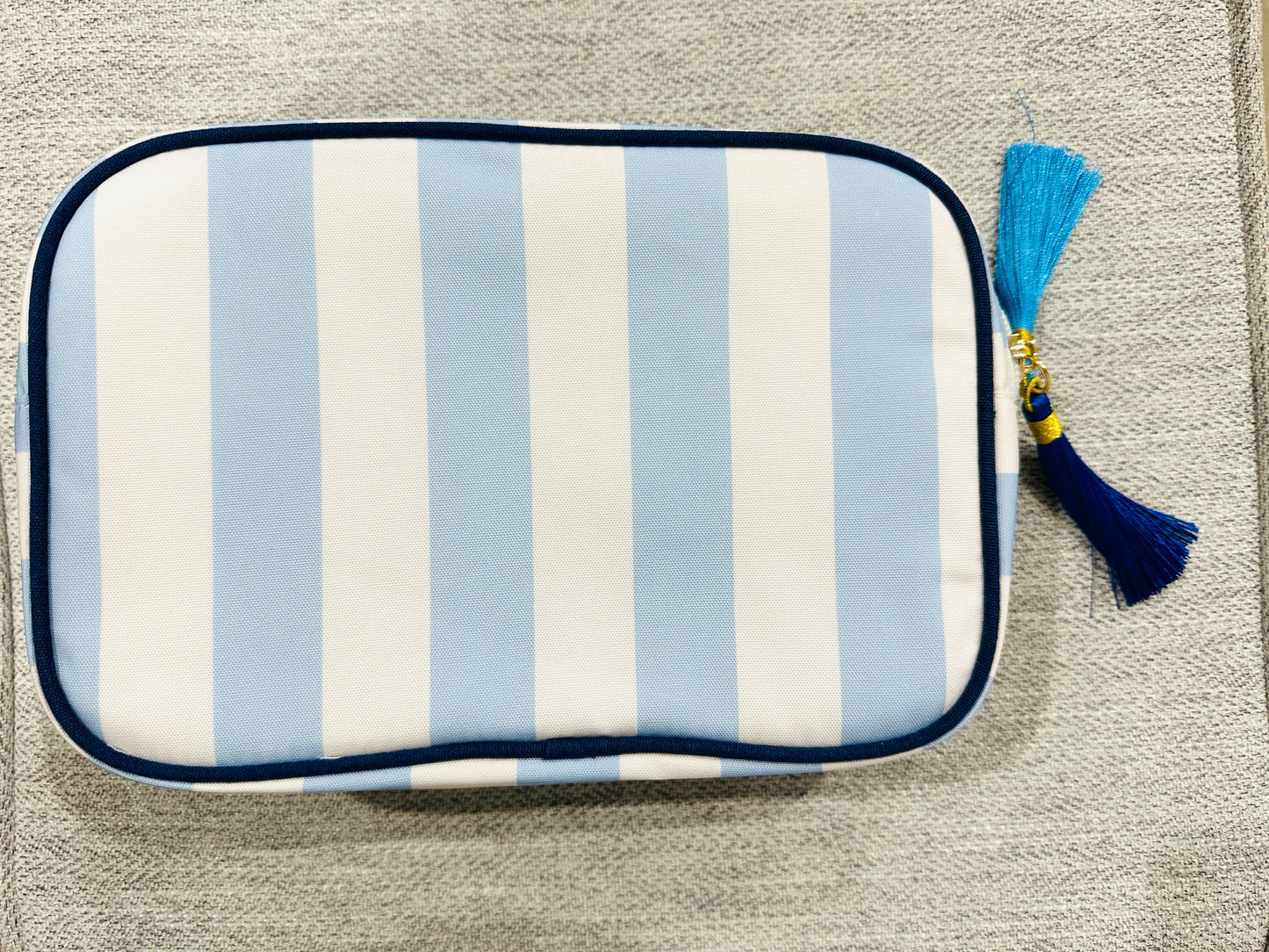 Wide stripe make up bag