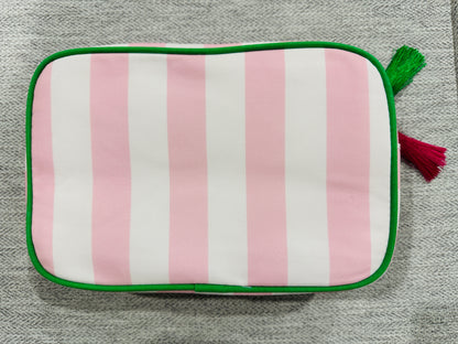 Wide stripe make up bag