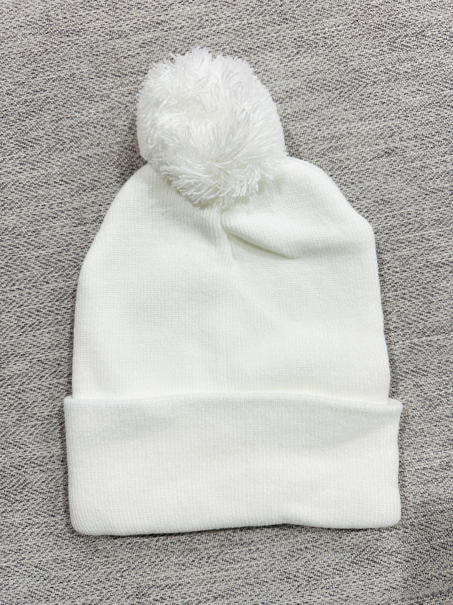 White Pom beanie