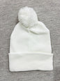 White Pom beanie